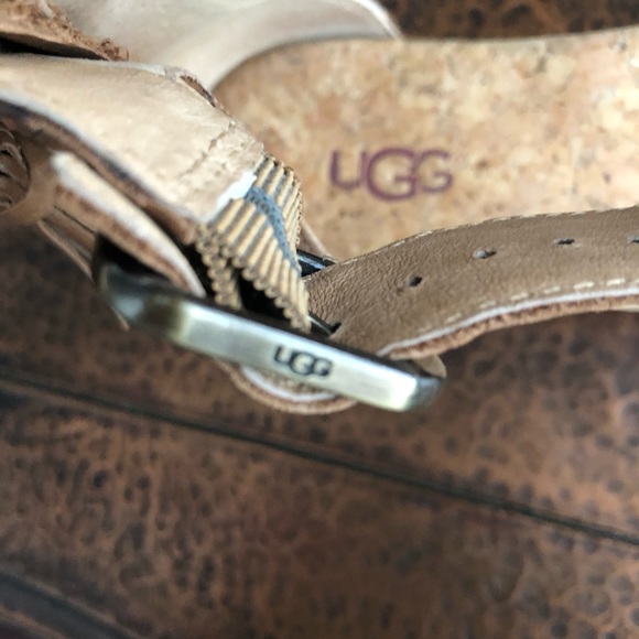 UGG LEATHER SANDALS SIZE 6 CHESTNUT - Picture 5 of 12